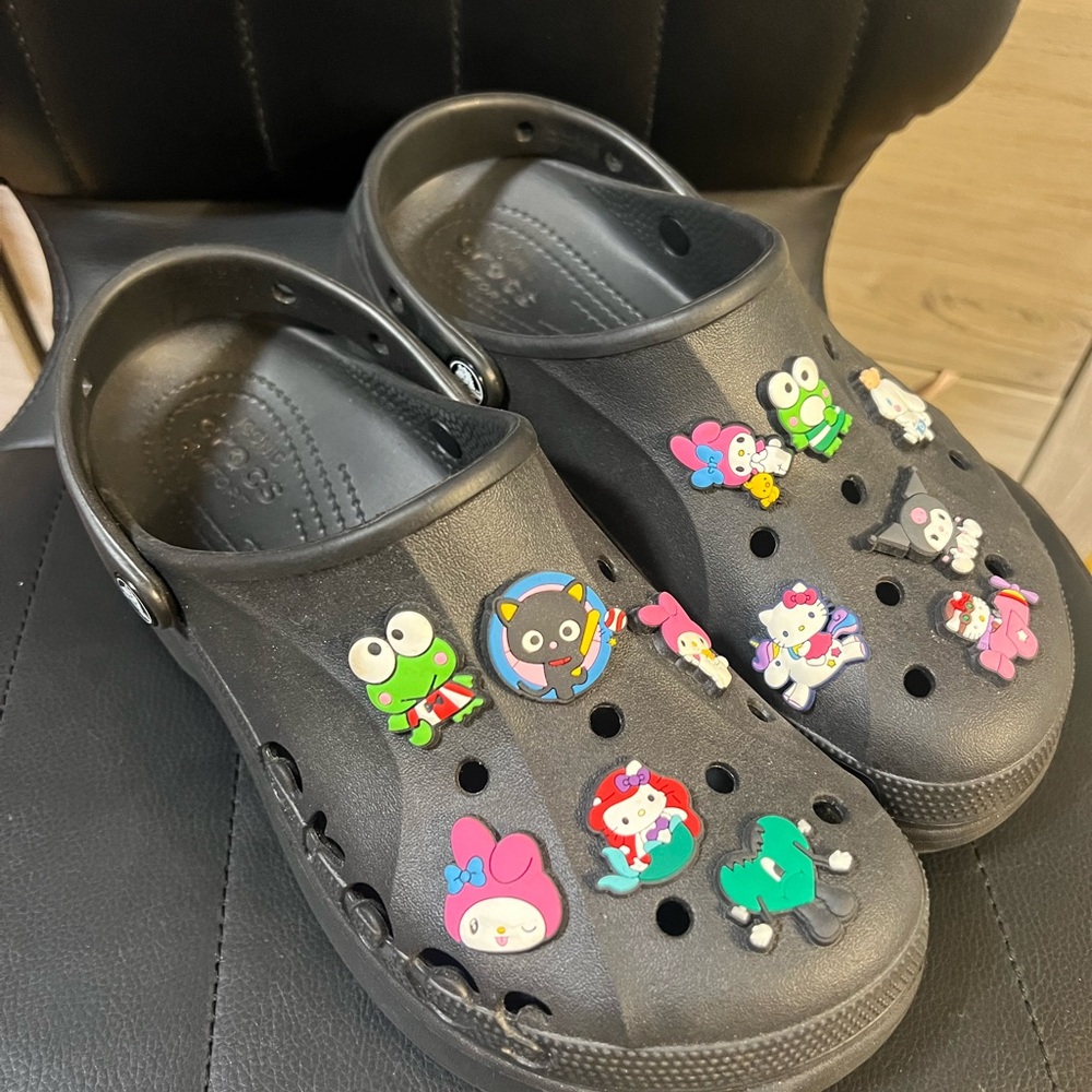 Black Clogs with Fun Charms
